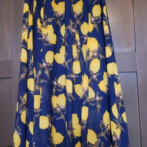 Chic Floral A-Line Skirt in Blue and Yellow